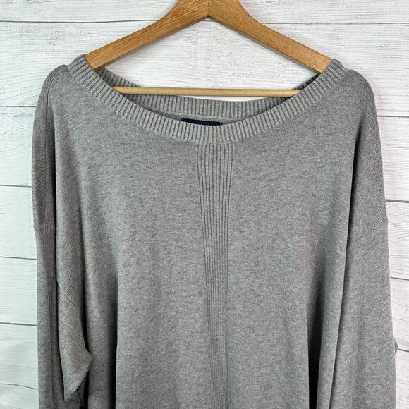Lands End Womens size 3X 3/4 Sleeve Pullover Scoop Neck Knit Sweater Gray - Picture 3 of 10
